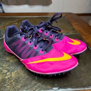 Pink and Purple Nike Track Racing Shoes with Spikes / Cleats - Size 8.5 Women's